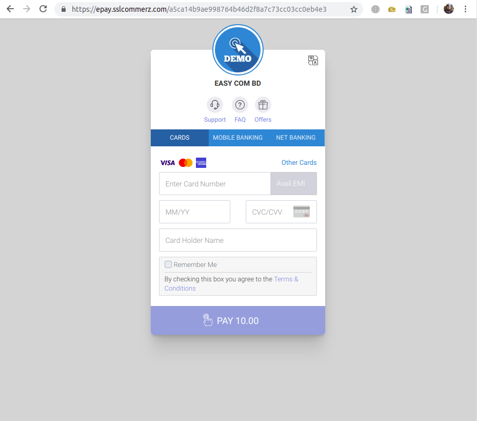 Hosted Payment: the customer is redirected to the SSLCOMMERZ hosted payment page